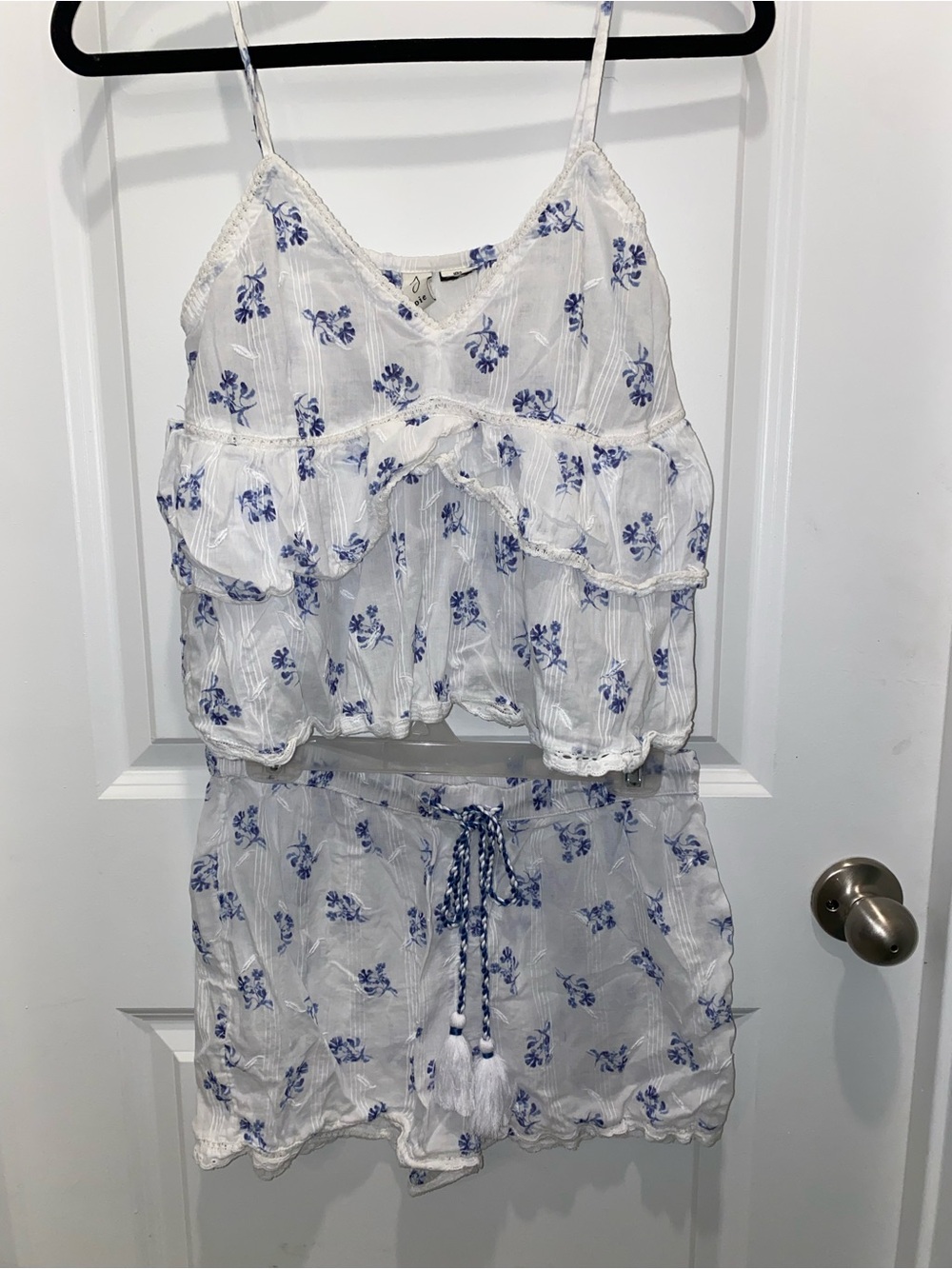 Joie White and Blue Floral Cami Set